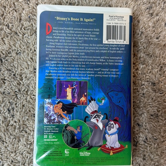Walt Disney Masterpiece Pocahontas VHS Tape - Picture 4 of 8
